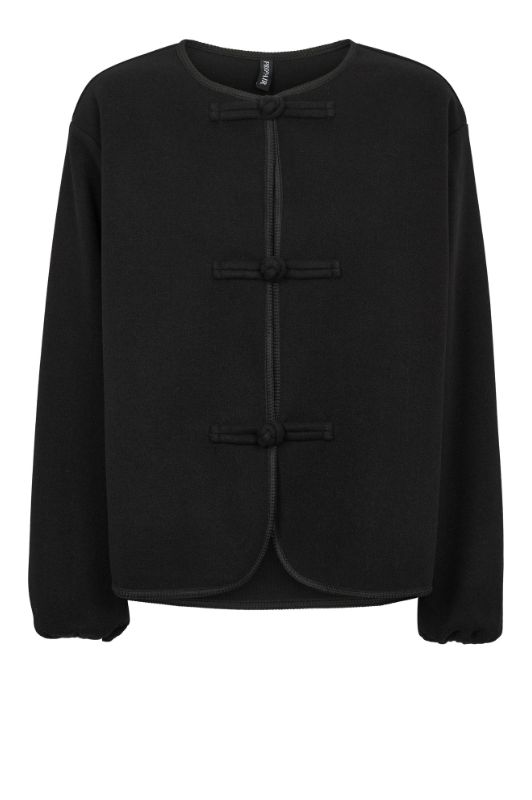 Prepair Lucinda jakke I Sort fleece jakke med dekorative knudelukninger