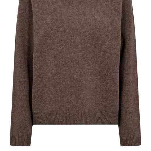 FreeQuent Winka strik pulli i mørk sand melange