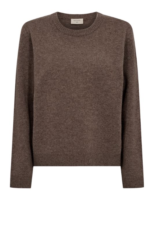 FreeQuent Winka strik pulli i mørk sand melange