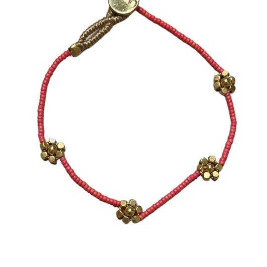 Ibu jewels armbånd I Lulu queenie I Smukt blomster armbånd i koral perler