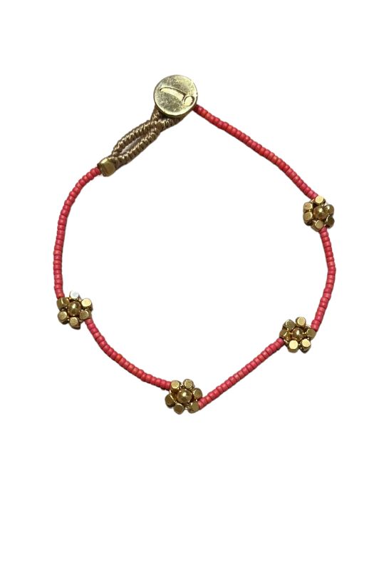 Ibu jewels armbånd I Lulu queenie I Smukt blomster armbånd i koral perler