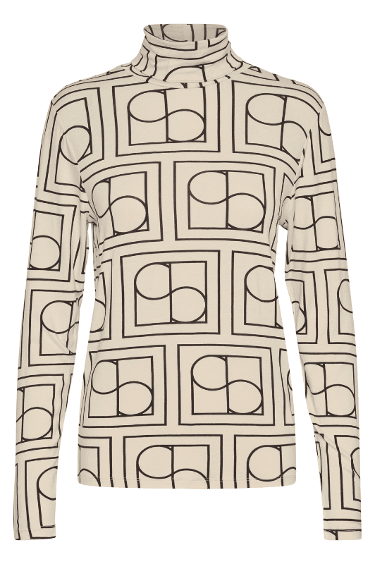 Soaked in Luxury Hanadi rollneck I Print offwhite med sort
