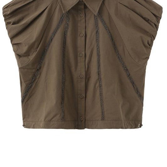Luxzuz Vivette shirt I Army kort sommerjakke med crochet detaljer