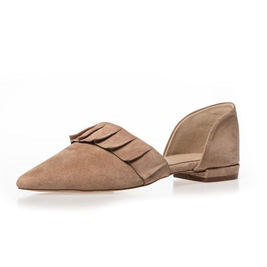 Copenhagen Shoes New Romance | Ballerina i beige med flæse