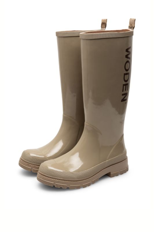 WODEN Le glossy waterproof | Silver mink shiny gummistøvle