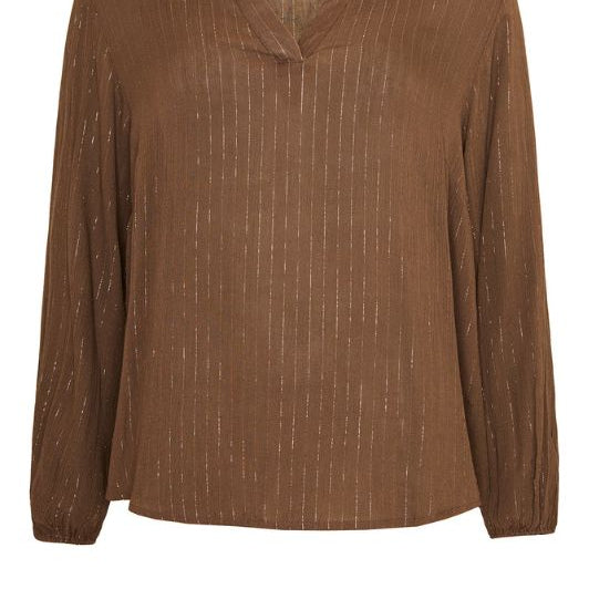 Ofelia Uma bluse | Brun bluse med kobberfarvet lurextråd