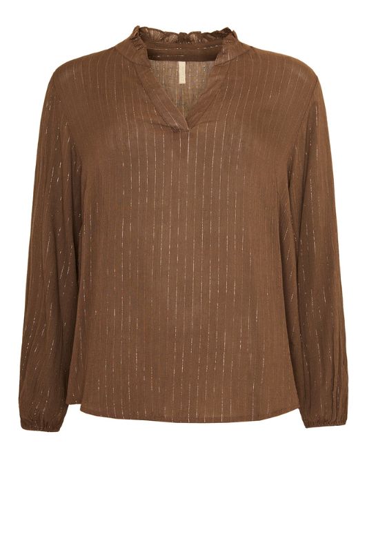 Ofelia Uma bluse | Brun bluse med kobberfarvet lurextråd