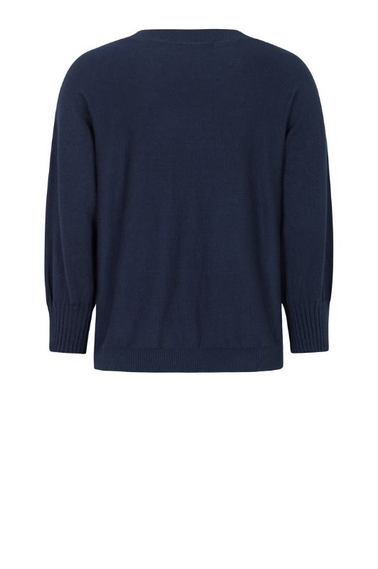 Tooday Cenna bluse I Navy strikbluse med rund hals