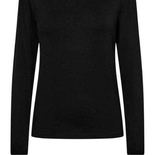 Freequent Liana bluse I Ensfarvet basistop i sort