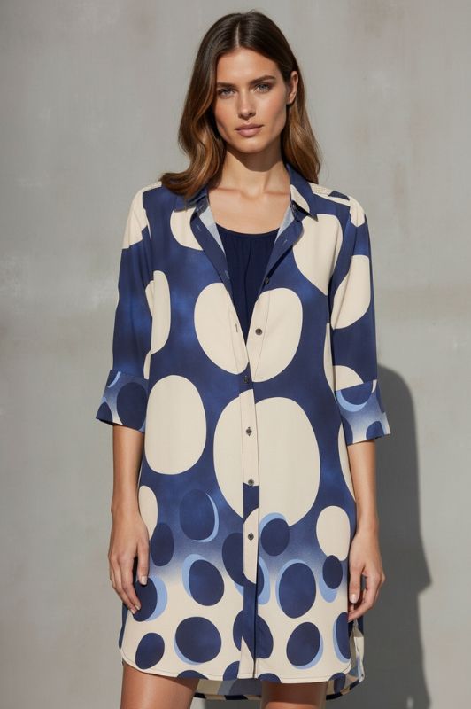 Ofelia Odette tunika I Prikket blå tunic i viskose I Dresslab