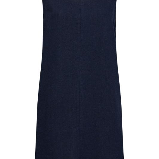 Freequent Lava U dress | Ærmeløs hørkjole i navy I Dresslab