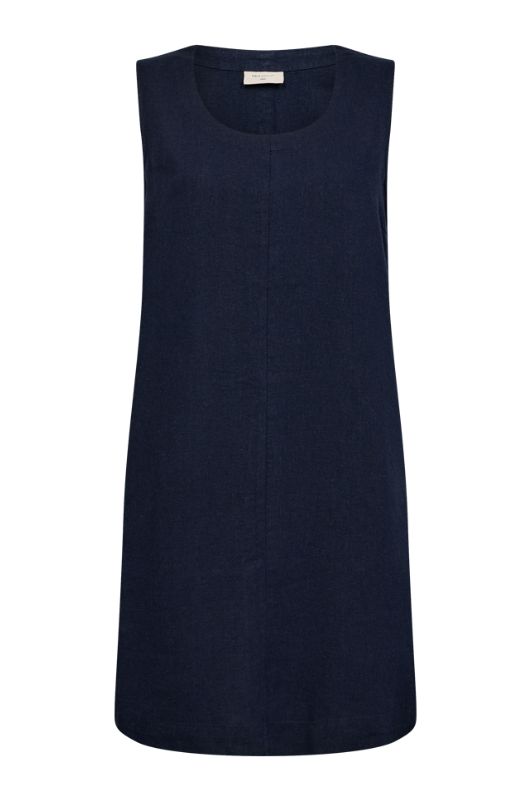 Freequent Lava U dress | Ærmeløs hørkjole i navy I Dresslab