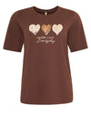 Ofelia Krista t-shirt | Mørkebrun tee med foil hjerteprint I Dresslab