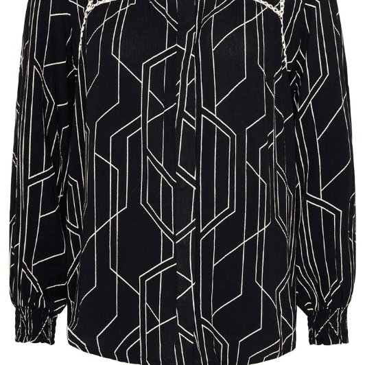 Ofelia Veda bluse | Printet viskose bluse sort