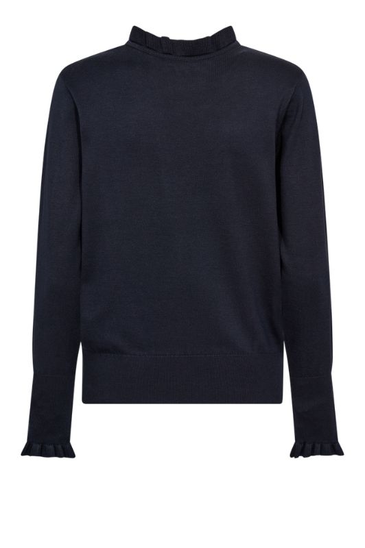 FreeQuent Katie pullover | Navy strik med similiknapper