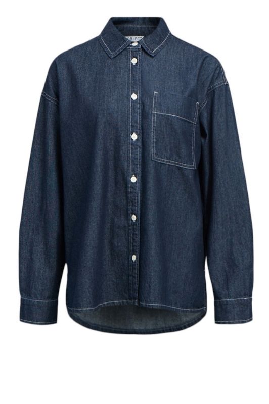 Object Gina denim oversized skjorte