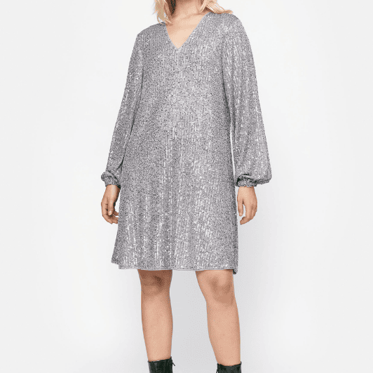 Soft Rebels Aviana Dress | Festlig kjole med pailletter i sølvfarve | Gratis fragt