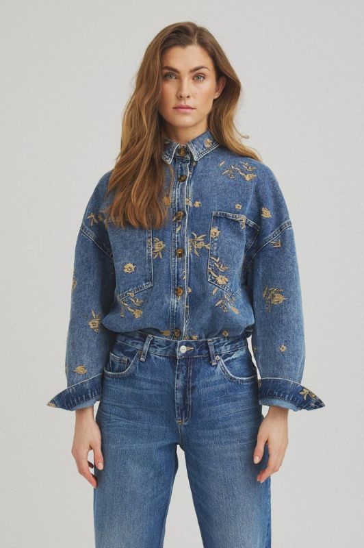 Luxzuz Allydia shirt I Denimskjorte med print