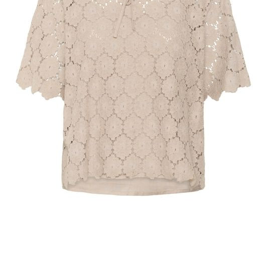 Saint Tropez Zoya | Broderie anglaise bluse i lattefarve