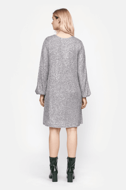 Soft Rebels Aviana Dress | Festlig kjole med pailletter i sølvfarve | Gratis fragt