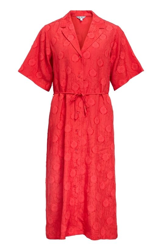 Object Suki dress I Rød broderie anglaise kjole