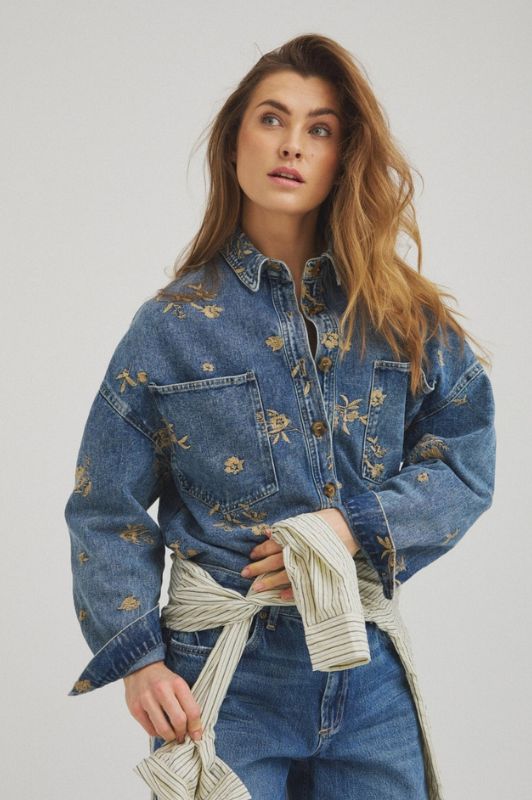 Luxzuz Allydia shirt I Denimskjorte med print