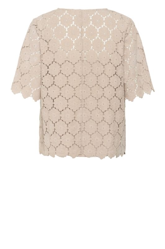Saint Tropez Zoya | Broderie anglaise bluse i lattefarve