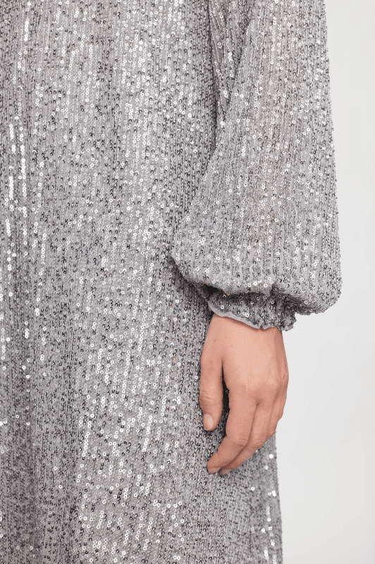 Soft Rebels Aviana Dress | Festlig kjole med pailletter i sølvfarve | Gratis fragt