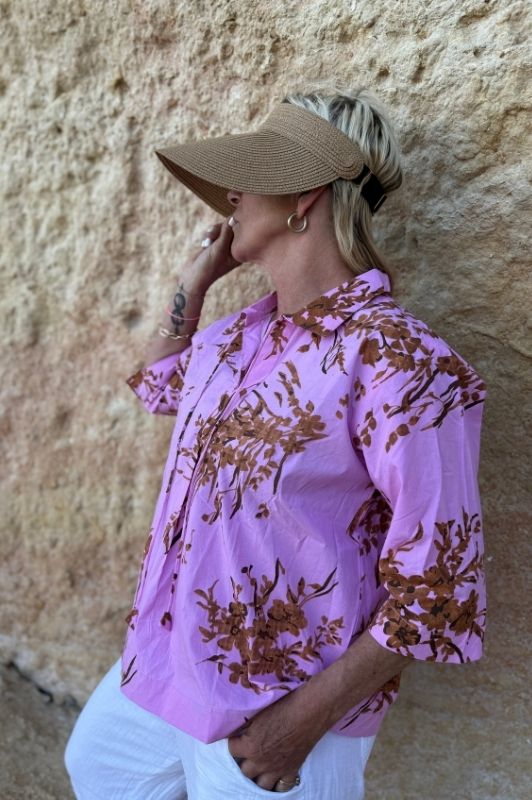 PRE ORDER Gaspar Java bluse i pink print I Dresslab