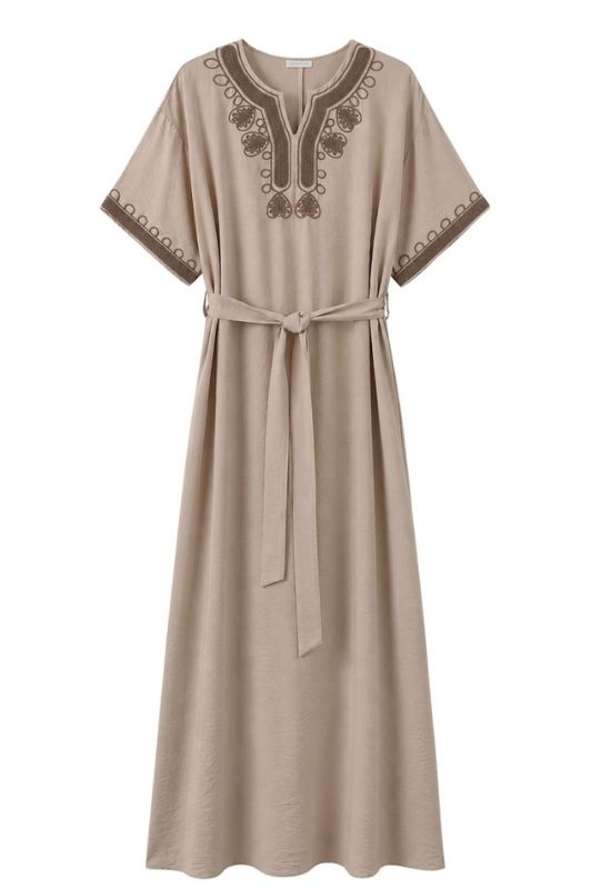 Luxzuz Vava dress | Viskosekjole broderi i taupe I Dresslab