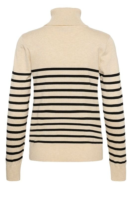 Saint Tropez Mila strik | Strikket rullekrave pullover i offwhite med sorte striber