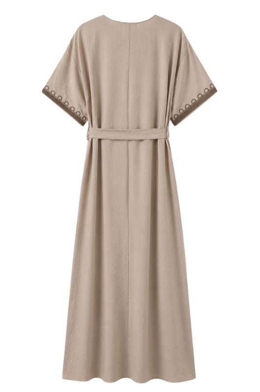 Luxzuz Vava dress | Viskosekjole broderi i taupe I Dresslab