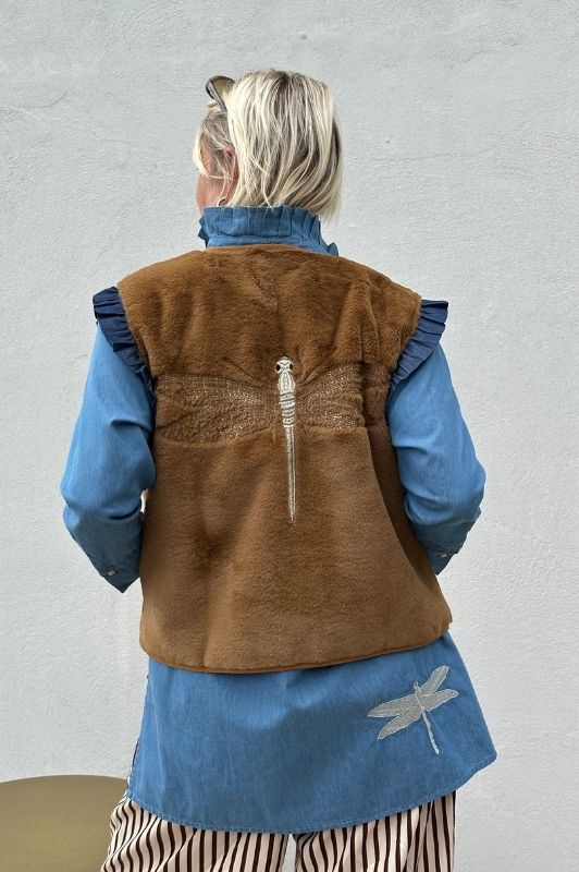 Gaspar Duffy frill vest I Cool teddy vest i khaki