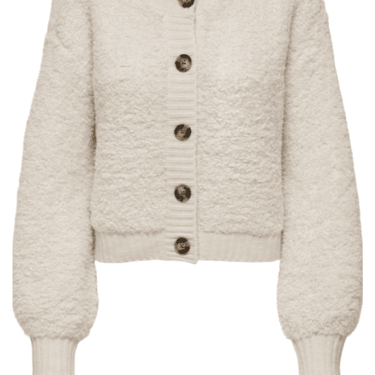 JDY Eira strik cardigan I Bouclé cardigan i creme