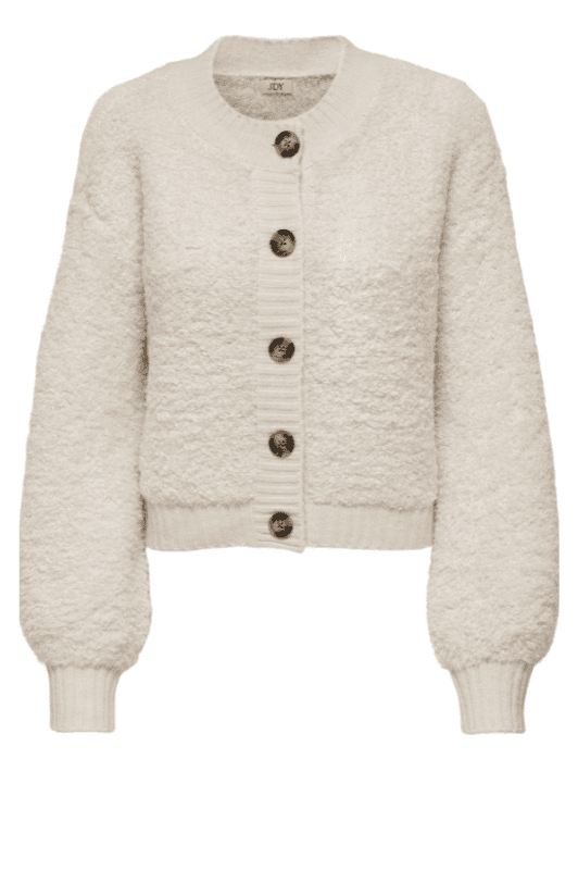 JDY Eira strik cardigan I Bouclé cardigan i creme