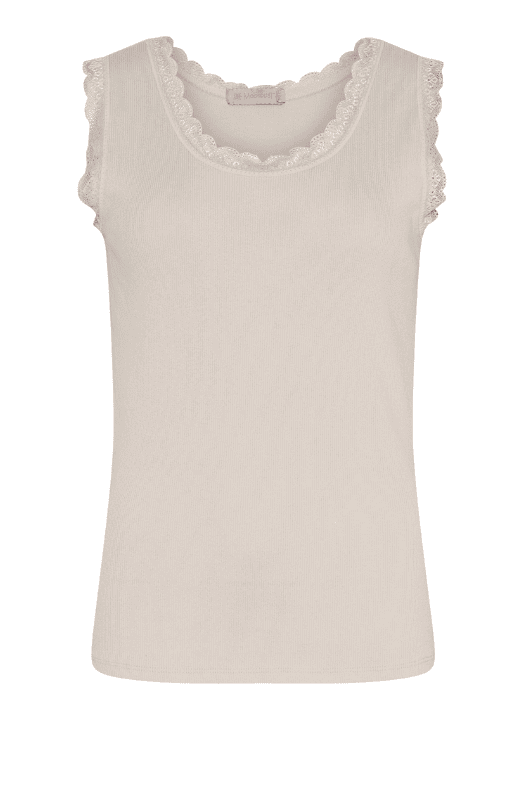 Moondust lace rib top sand med blonde