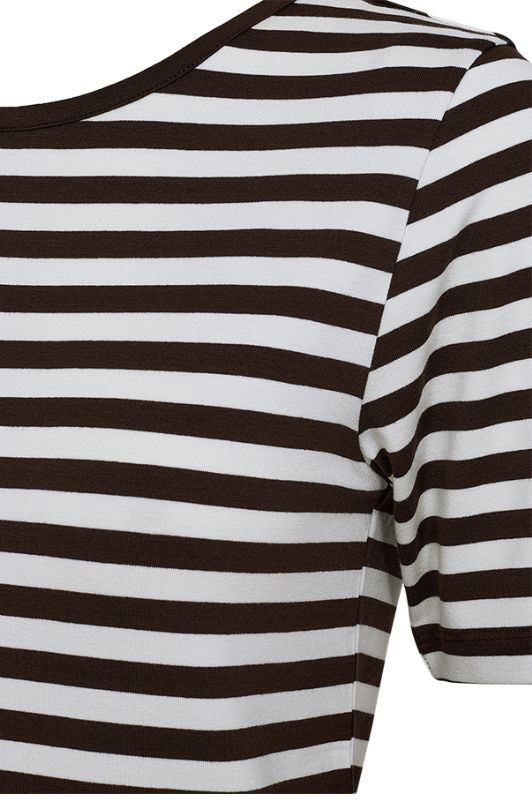 Freequent Liana t-shirt I Strib brun hvid