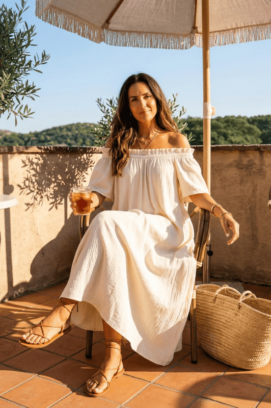 Prepair Nanna dress | Sommerkjole i creme med carmenlook I Dresslab