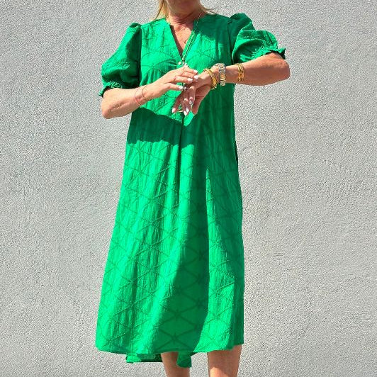 PRE ORDER Gaspar Tunø dress | Flot broderie anglaise i grøn I Dresslab
