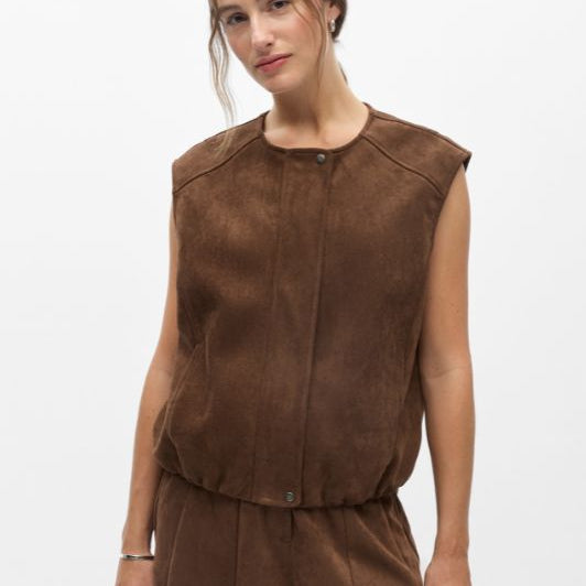 Object Denna vest I Mørkebrun vest i ruskindslook