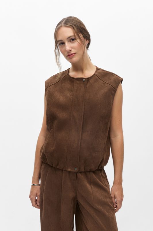 Object Denna vest I Mørkebrun vest i ruskindslook
