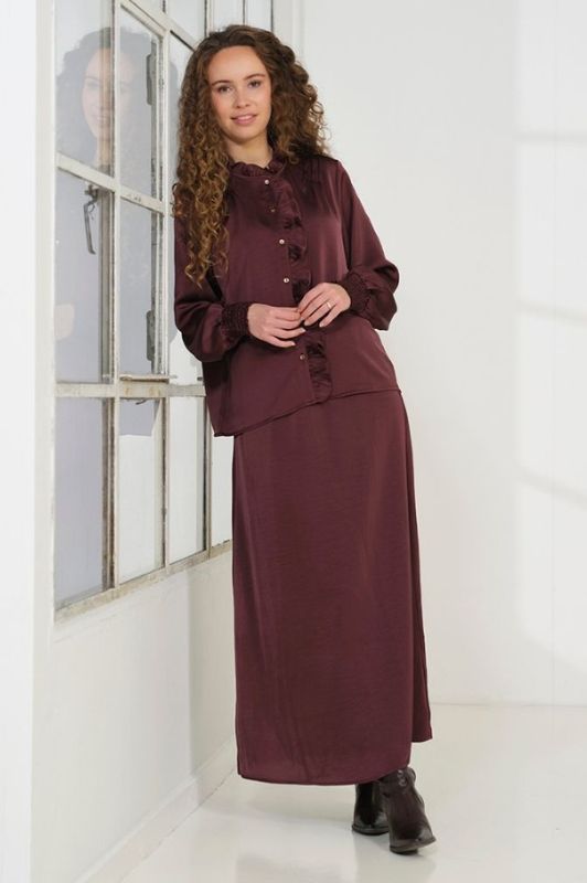 Prepair Gaya bluse I Fin bluse med flæsedetaljer i bordeaux