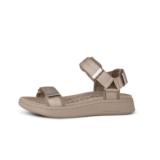 Woden Line sandal | Damesandal i silver mink med Natural Soft sål