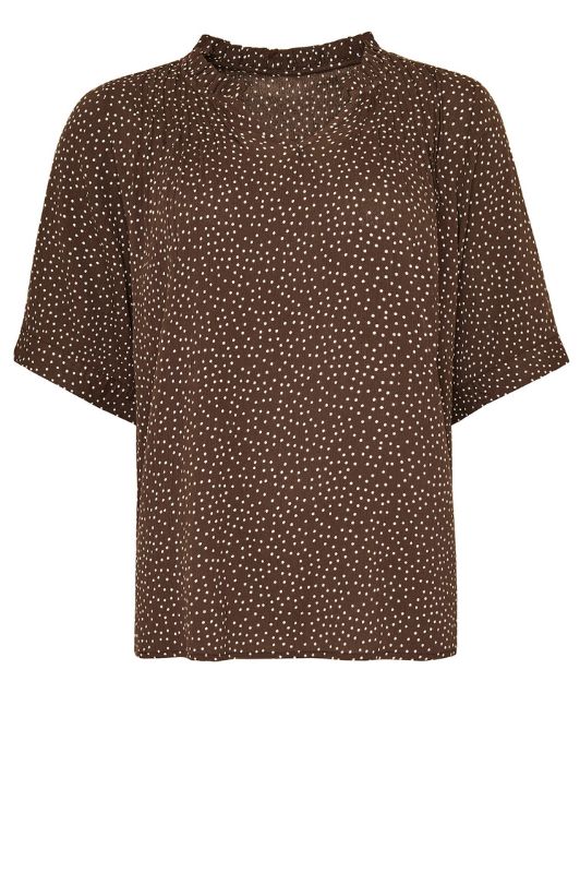 Ofelia Mio sommerbluse i brun med hvide prikker I Dresslab