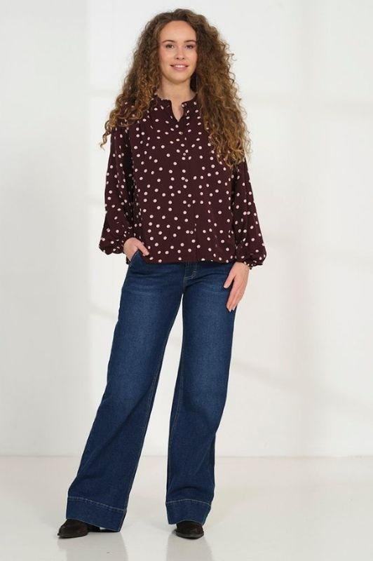 Prepair Estelle bluse I Bordeaux prikket skjorte