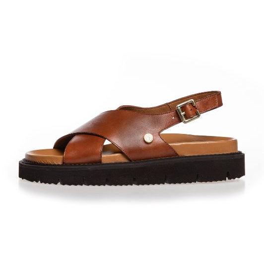 Copenhagen Shoes Summertime I Cognac cross-over sandal I Dresslab
