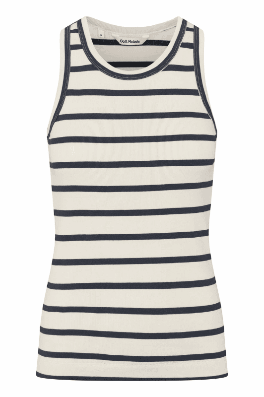 Soft Rebels Adelynn Tank Top | Stribet top i blødt bomuld | Creme