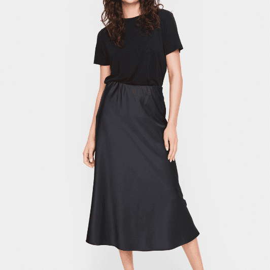 Saint Tropez Disa skirt | Smuk satin midi nederdel | Sort