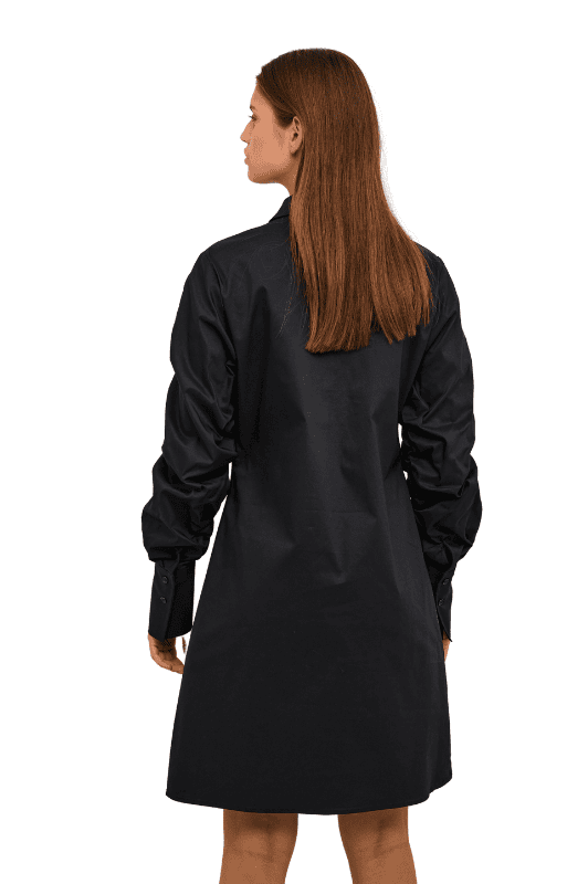 Karen By Simonsen Maddie Dress | Sort kjole med skjortekrave og lange ærmer