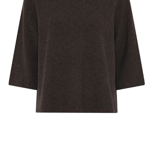 La Rouge Sissel knit | Brun klassisk uldstrik  3/4 arm